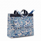 Blue & Cream Floral Hand Block Print Cotton Tote Bag