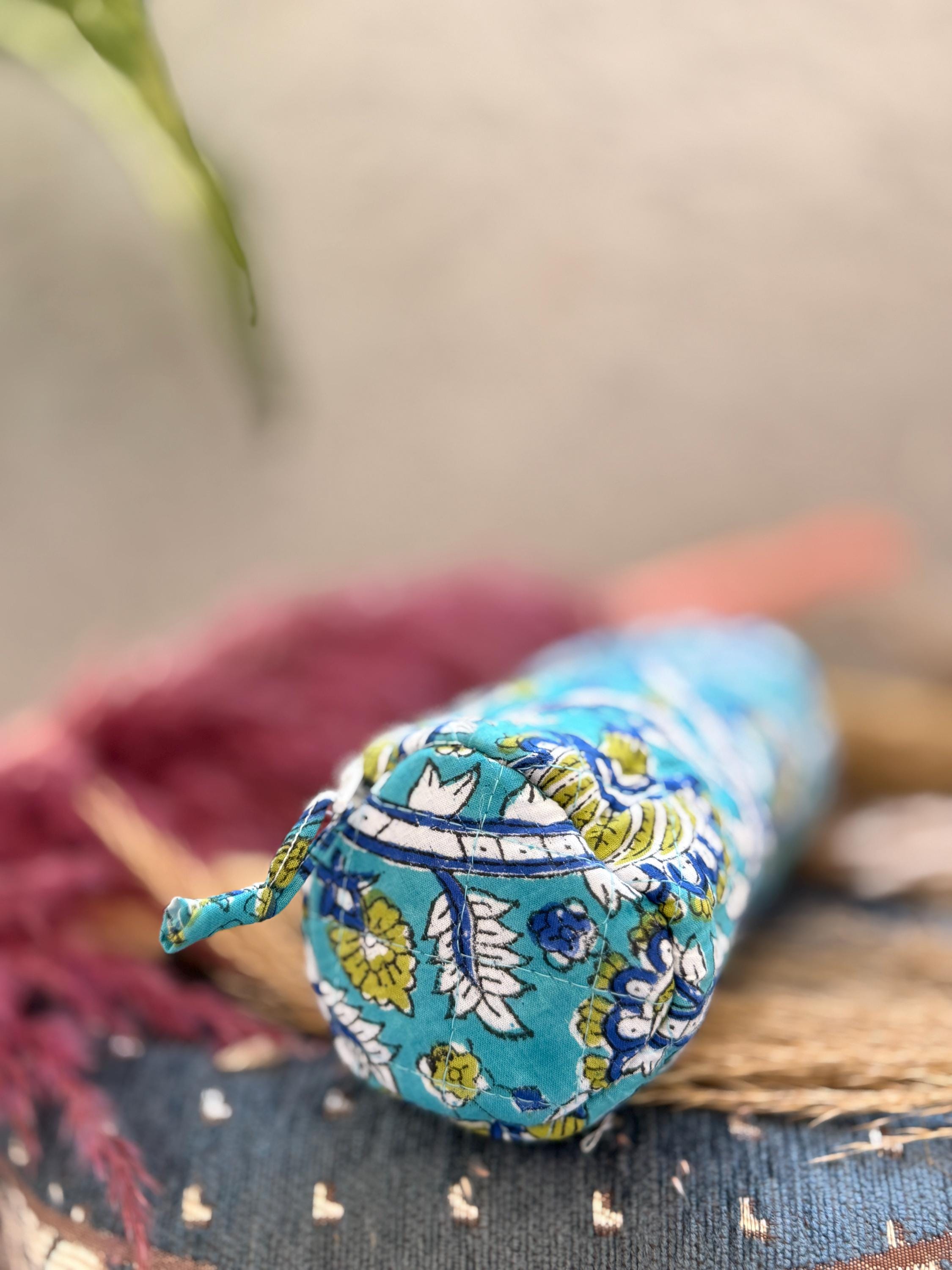 Hand Block Print Pencil Case, Cotton Stationery Pouch, Handmade Zipper Bag, Unique Gift for Students