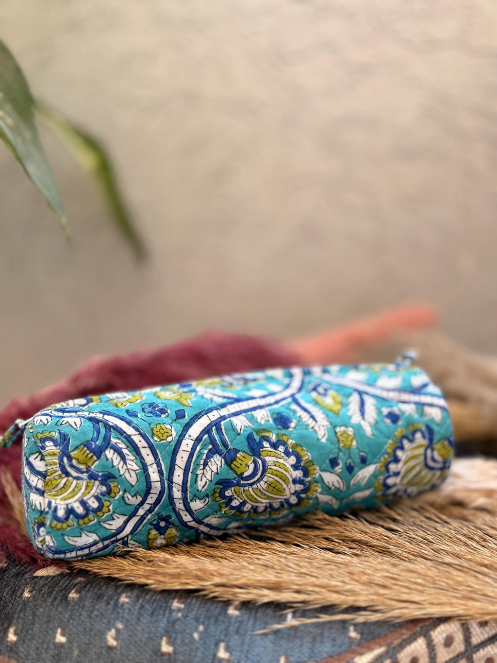 Hand Block Print Pencil Case, Cotton Stationery Pouch, Handmade Zipper Bag, Unique Gift for Students