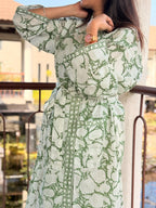 Hand Block Print Cotton Bathrobe, Natural Dye Kimono Robe, Lightweight Spa Robe, Handmade Gift for Her or Him