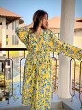 Hand Block Print Cotton Bathrobe, Natural Dye Kimono Robe, Lightweight Spa Robe, Handmade Gift for Her or Him
