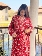 Hand Block Print Cotton Bathrobe, Natural Dye Kimono Robe, Lightweight Spa Robe, Handmade Gift for Her or Him