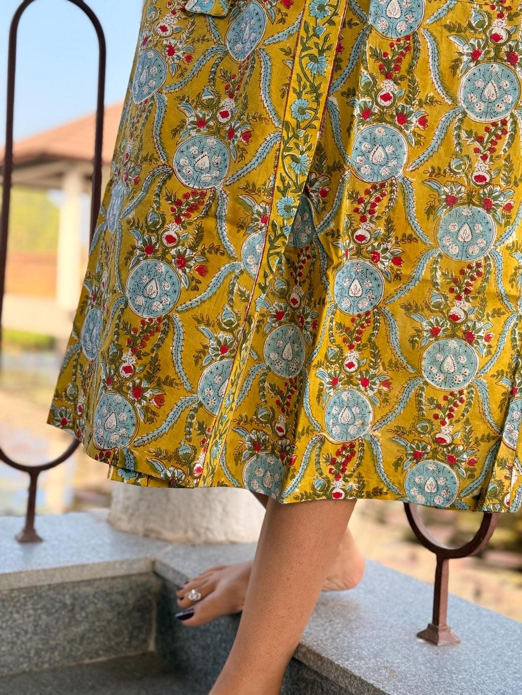 Hand Block Print Cotton Bathrobe, Natural Dye Kimono Robe, Lightweight Spa Robe, Handmade Gift for Her or Him