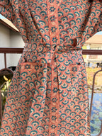 Hand Block Print Cotton Bathrobe, Natural Dye Kimono Robe, Lightweight Spa Robe, Handmade Gift for Her or Him