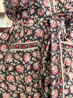 Hand Block Print Cotton Bathrobe, Natural Dye Kimono Robe, Lightweight Spa Robe, Handmade Gift for Her or Him