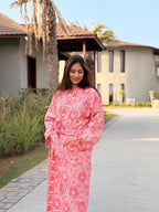 Hand Block Print Waffle Cotton Bathrobe, Lightweight Spa Robe, Natural Dye Kimono Robe, Handmade Unisex Bathrobe, Sustainable Loungewear