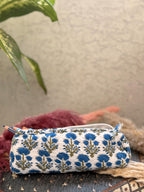 Hand Block Print Pencil Case, Cotton Stationery Pouch, Handmade Zipper Bag, Unique Gift for Students