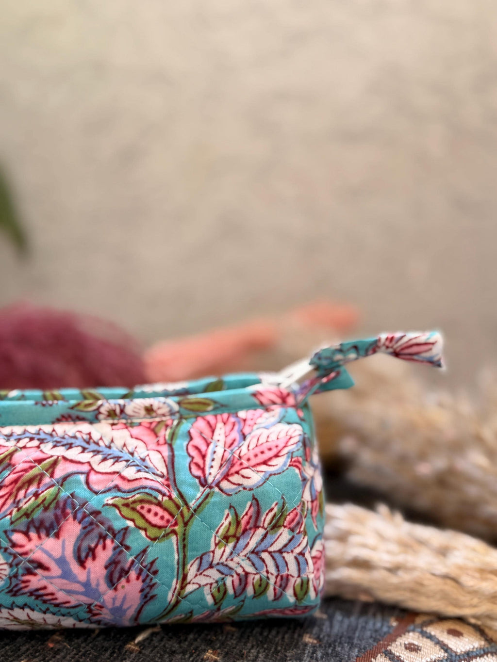 Hand Block Print Cotton Pencil Case, Handmade Zipper Pencil Bag, Stationery Pouch, Eco Friendly School Supplies Organizer