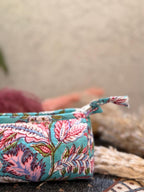 Hand Block Print Cotton Pencil Case, Handmade Zipper Pencil Bag, Stationery Pouch, Eco Friendly School Supplies Organizer