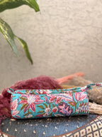 Hand Block Print Cotton Pencil Case, Handmade Zipper Pencil Bag, Stationery Pouch, Eco Friendly School Supplies Organizer