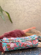 Hand Block Print Cotton Pencil Case, Handmade Zipper Pencil Bag, Stationery Pouch, Eco Friendly School Supplies Organizer