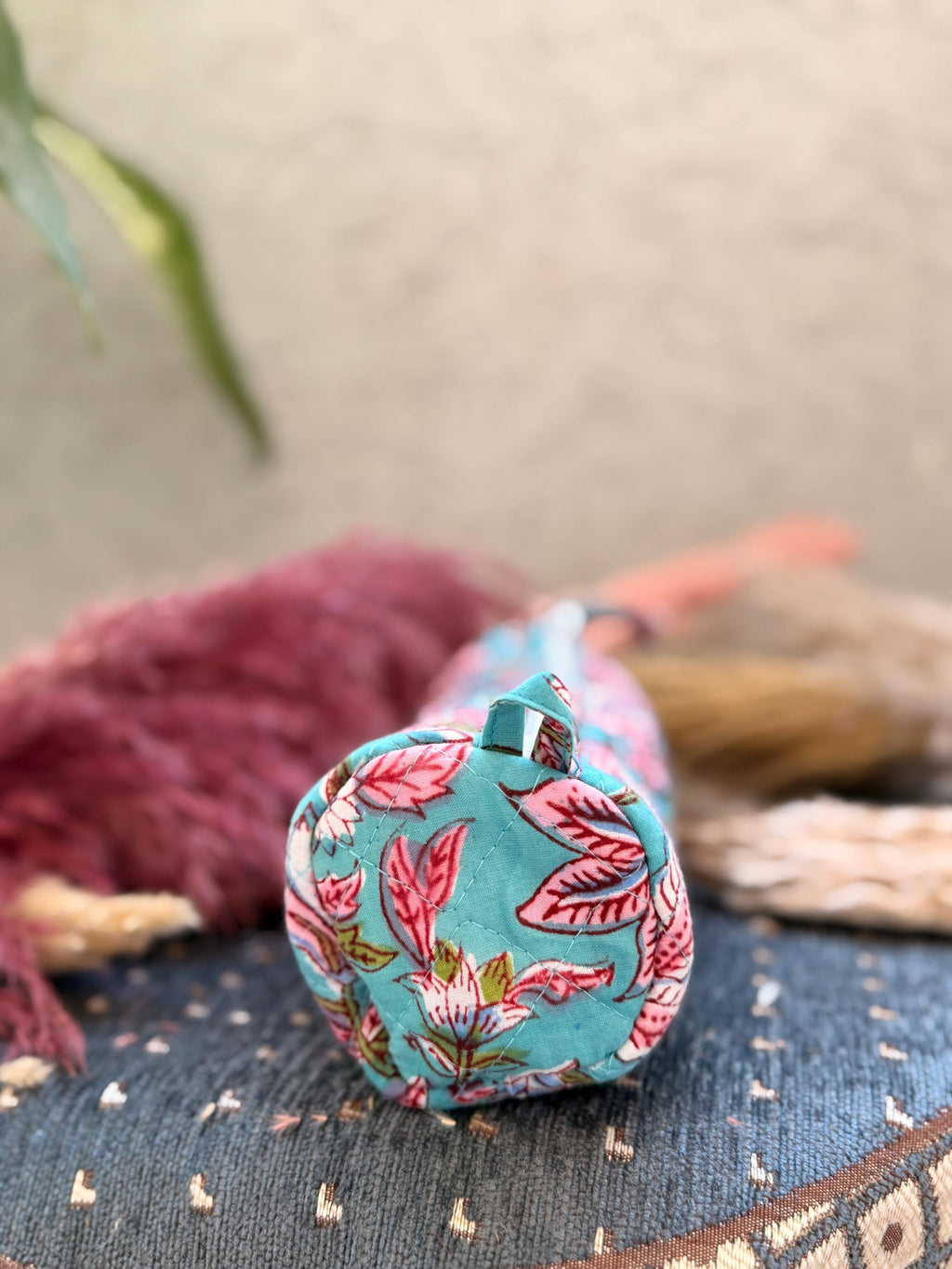 Hand Block Print Cotton Pencil Case, Handmade Zipper Pencil Bag, Stationery Pouch, Eco Friendly School Supplies Organizer