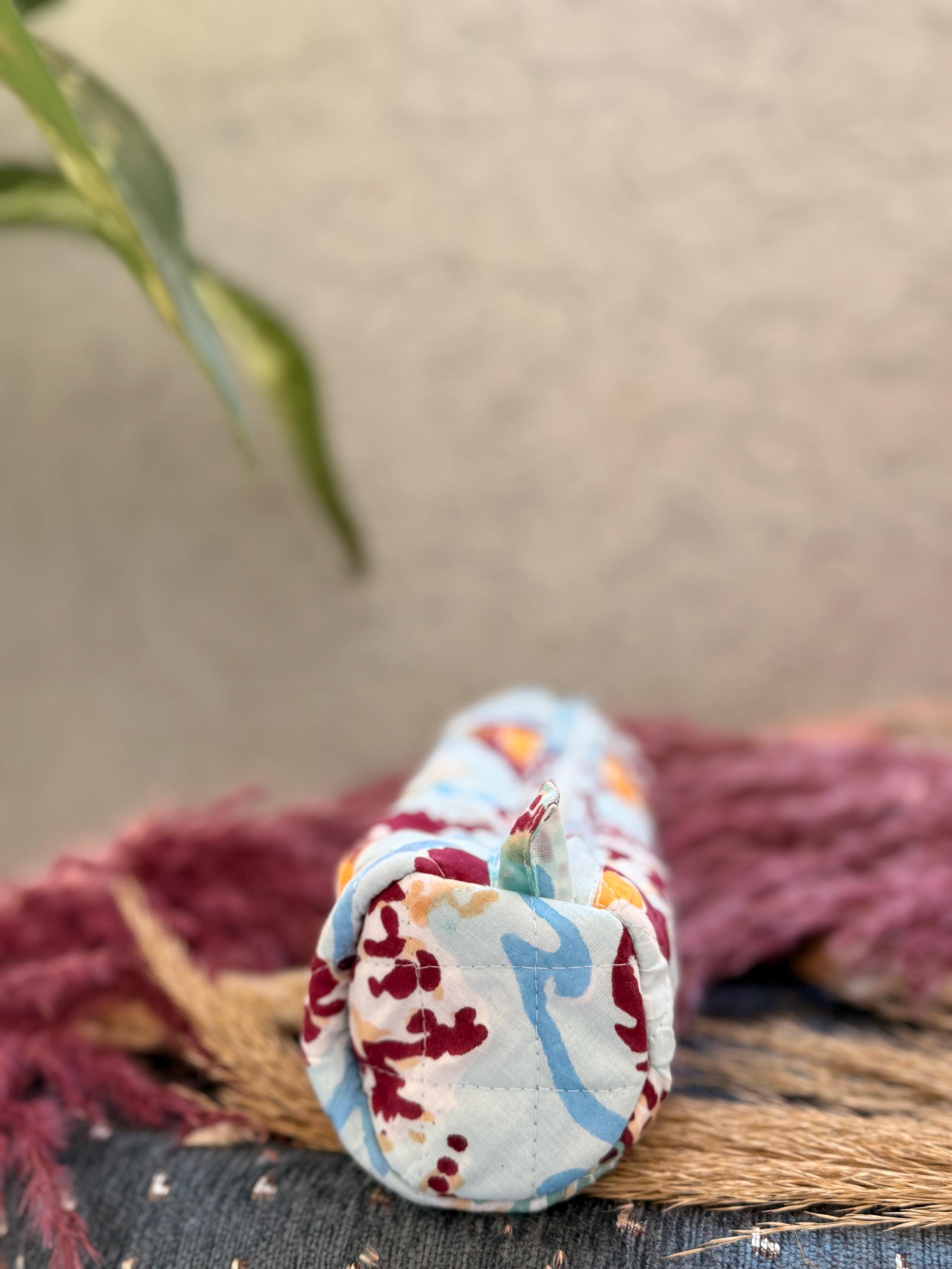 Hand Block Print Cotton Pencil Case, Handmade Zipper Pencil Bag, Stationery Pouch, Eco Friendly School Supplies Organizer