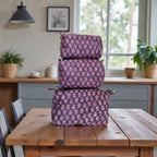 Hand Block Print Cotton Pouch Bag, Handmade Makeup Bag, Toiletry Organizer, Travel Cosmetic Pouch, Sustainable Gift