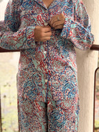Hand Block Print Cotton Coord Set, Matching Top and Pants Outfit, Handmade Lounge Wear, Boho Summer Set