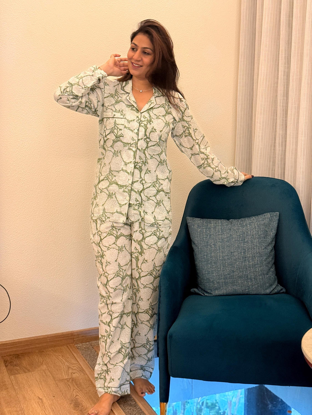 Hand Block Print Cotton Coord Set, Matching Top and Pants Set, Handmade Loungewear Set, Comfortable Summer Outfit