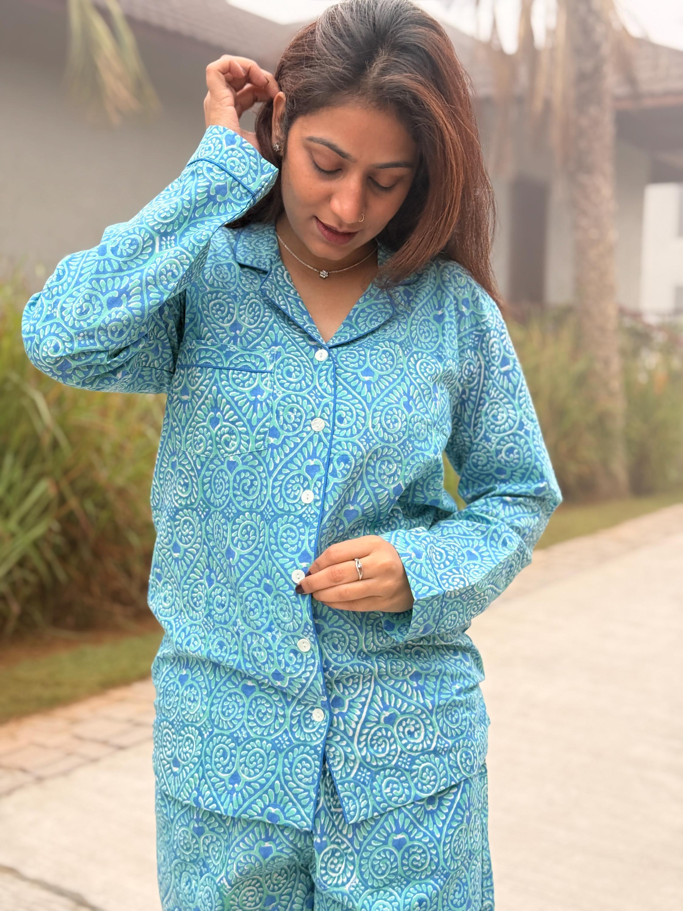 Hand Block Print Cotton Coord Set, Matching Top and Pants Set, Handmade Loungewear Set, Comfortable Summer Outfit