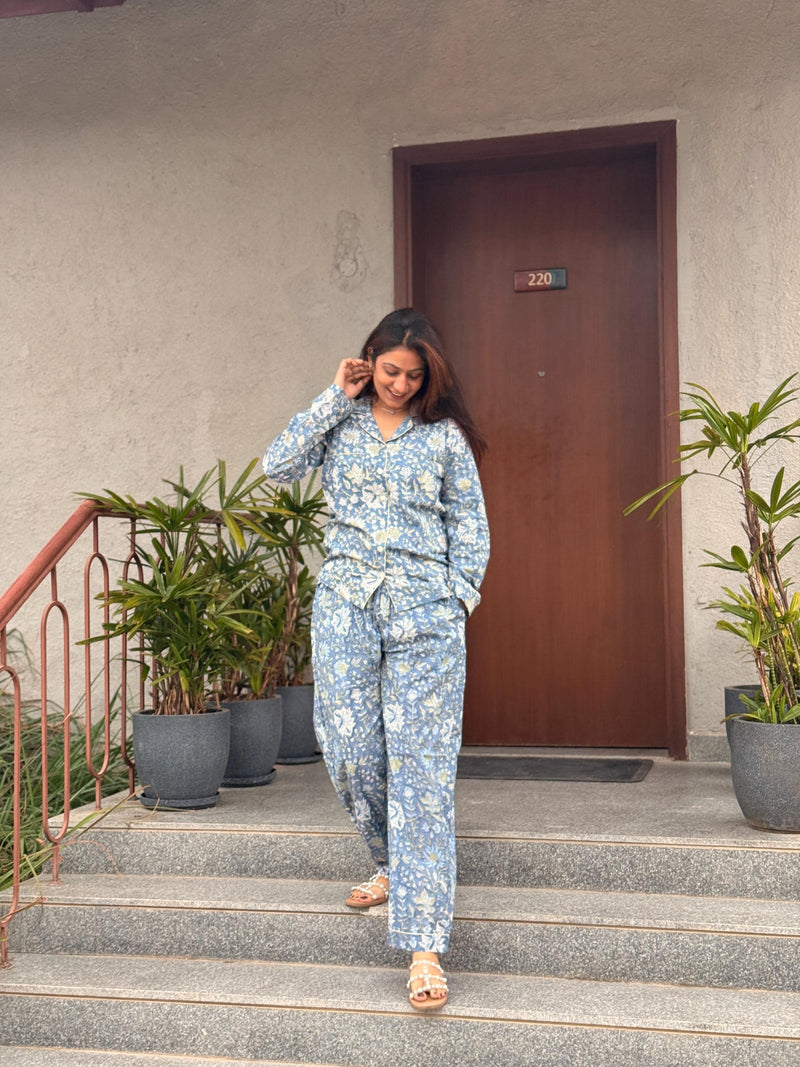 Hand Block Print Cotton Coord Set, Matching Top and Pants Set, Handmade Loungewear Set, Comfortable Summer Outfit