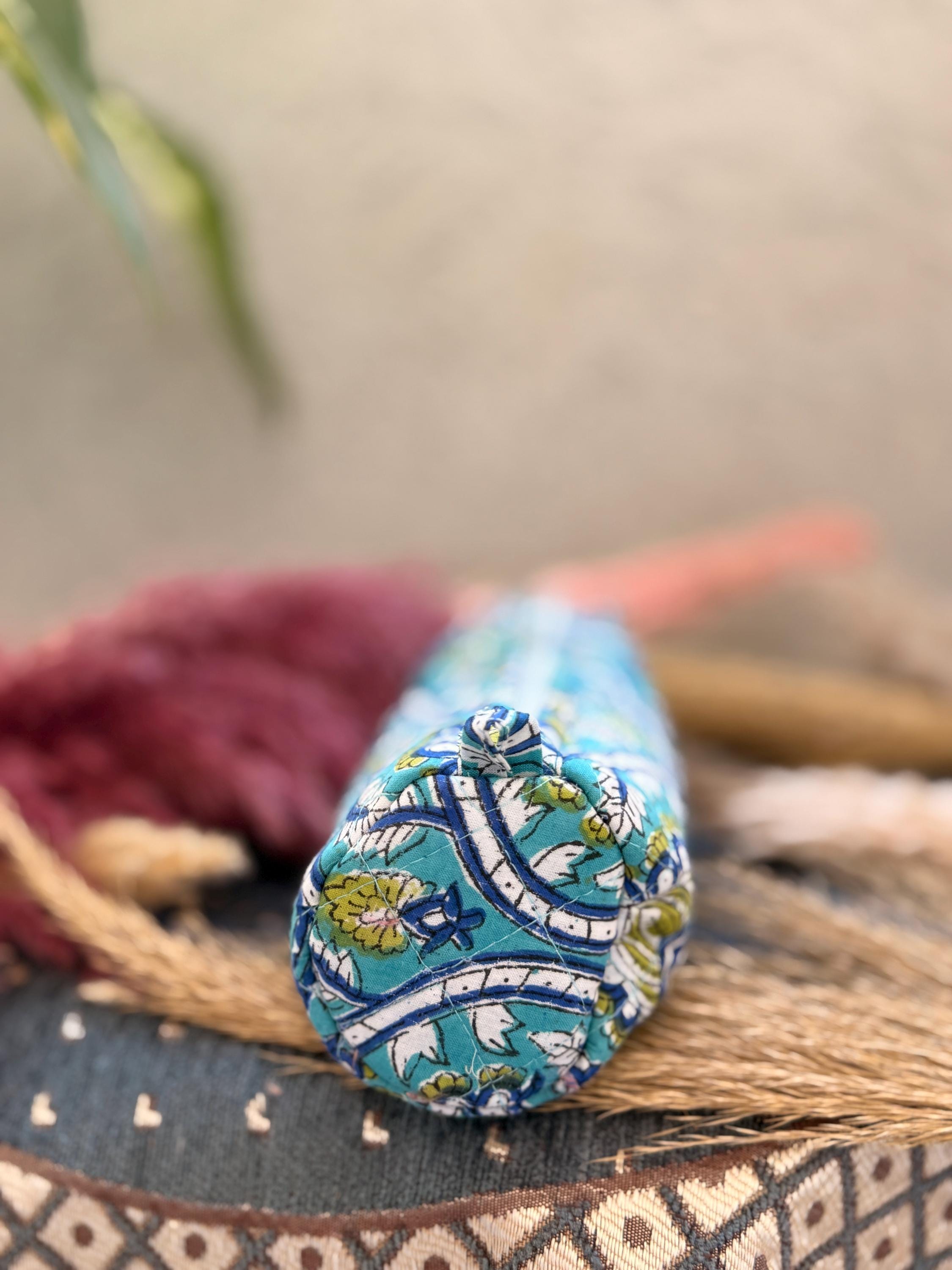 Hand Block Print Pencil Case, Cotton Stationery Pouch, Handmade Zipper Bag, Unique Gift for Students