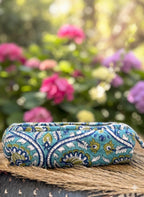 Hand Block Print Pencil Case, Cotton Stationery Pouch, Handmade Zipper Bag, Unique Gift for Students