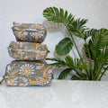 Hand Block Print Cotton Cosmetic Bag, Handmade Travel Pouch, Toiletry Organizer, Unique Handmade Gift