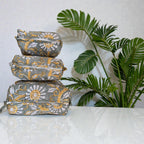 Hand Block Print Cotton Cosmetic Bag, Handmade Travel Pouch, Toiletry Organizer, Unique Handmade Gift