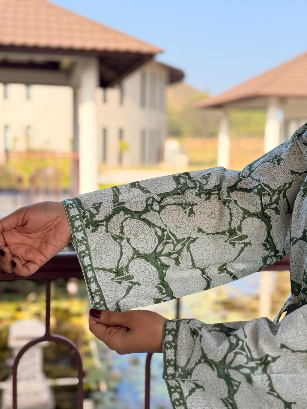 Hand Block Print Cotton Bathrobe, Natural Dye Kimono Robe, Lightweight Spa Robe, Handmade Gift for Her or Him