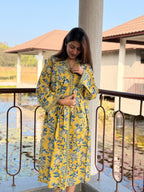 Hand Block Print Cotton Bathrobe, Natural Dye Kimono Robe, Lightweight Spa Robe, Handmade Gift for Her or Him