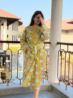Hand Block Print Cotton Bathrobe, Natural Dye Kimono Robe, Lightweight Spa Robe, Handmade Gift for Her or Him