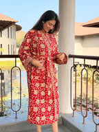 Hand Block Print Cotton Bathrobe, Natural Dye Kimono Robe, Lightweight Spa Robe, Handmade Gift for Her or Him
