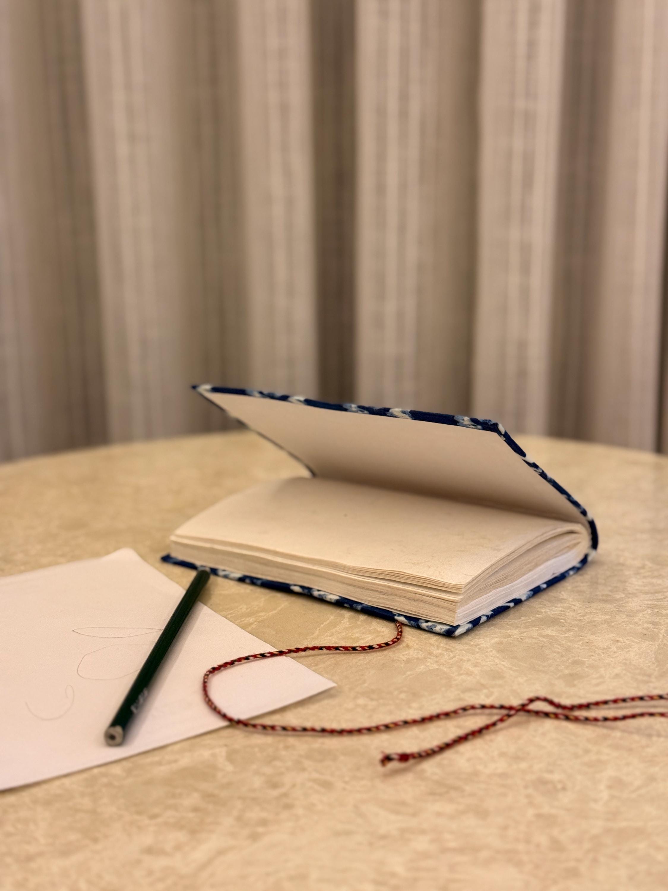 Handmade Indigo Block Print Diary | Handcrafted Fabric Journal | Artisan Notebook for Writing, Sketching & Gifting