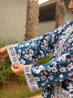 Hand Block Print Waffle Cotton Bathrobe, Lightweight Spa Robe, Natural Dye Kimono Robe, Handmade Unisex Bathrobe, Sustainable Loungewear