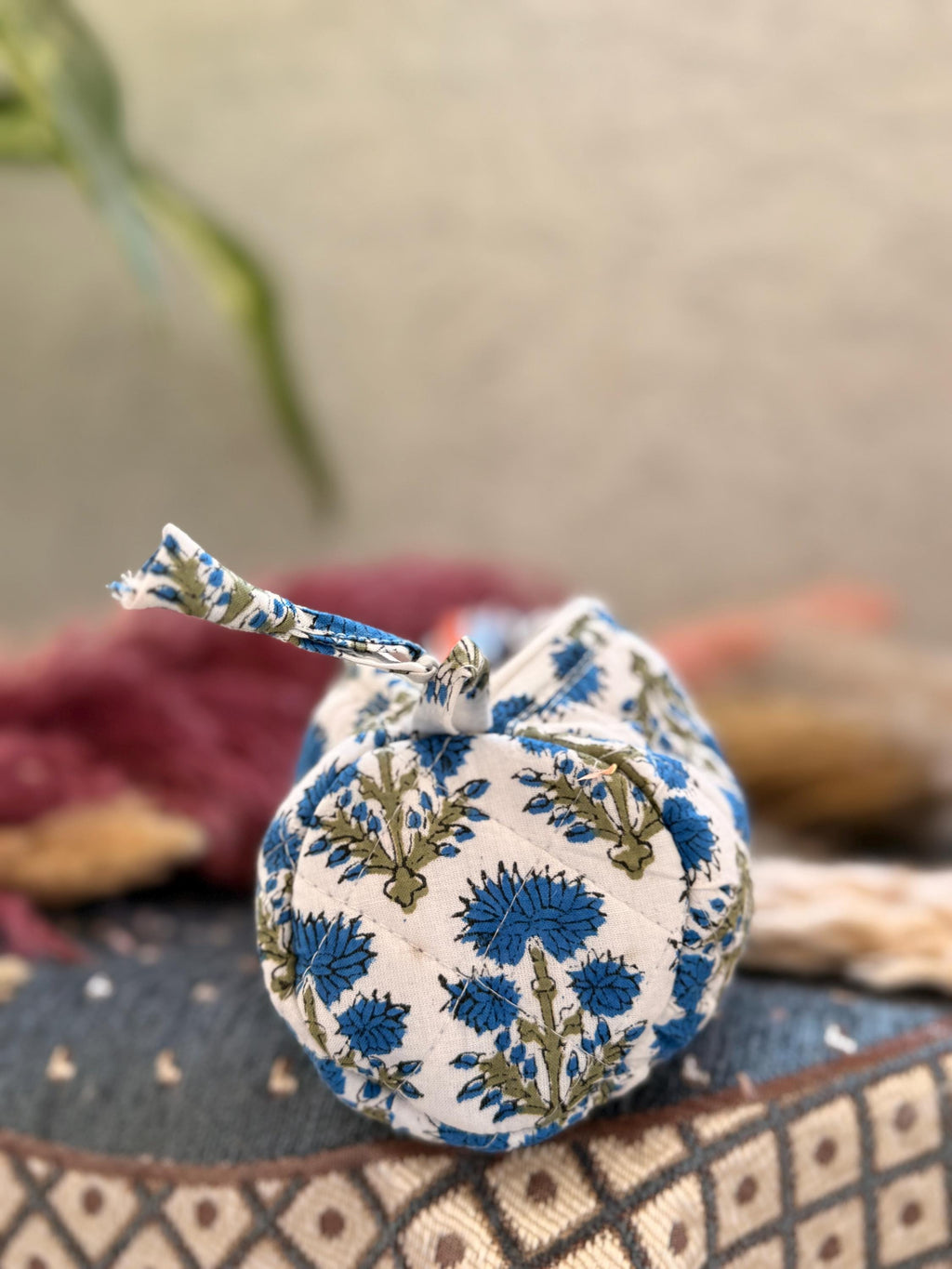 Hand Block Print Pencil Case, Cotton Stationery Pouch, Handmade Zipper Bag, Unique Gift for Students