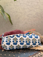 Hand Block Print Pencil Case, Cotton Stationery Pouch, Handmade Zipper Bag, Unique Gift for Students