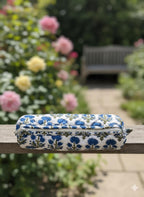 Hand Block Print Pencil Case, Cotton Stationery Pouch, Handmade Zipper Bag, Unique Gift for Students