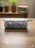 Hand Block Print Cotton Pencil Case, Handmade Zipper Pencil Bag, Stationery Pouch, Eco Friendly School Supplies Organizer