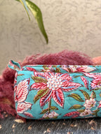 Hand Block Print Cotton Pencil Case, Handmade Zipper Pencil Bag, Stationery Pouch, Eco Friendly School Supplies Organizer