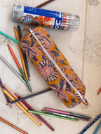 Hand Block Print Cotton Pencil Case, Handmade Zipper Pencil Bag, Stationery Pouch, Eco Friendly School Supplies Organizer