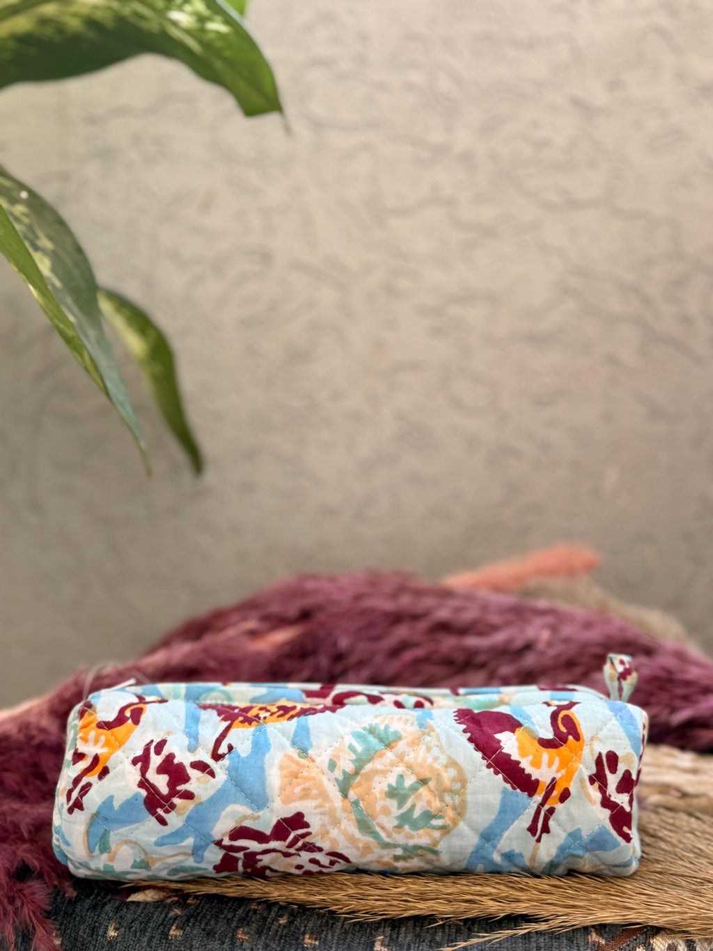 Hand Block Print Cotton Pencil Case, Handmade Zipper Pencil Bag, Stationery Pouch, Eco Friendly School Supplies Organizer