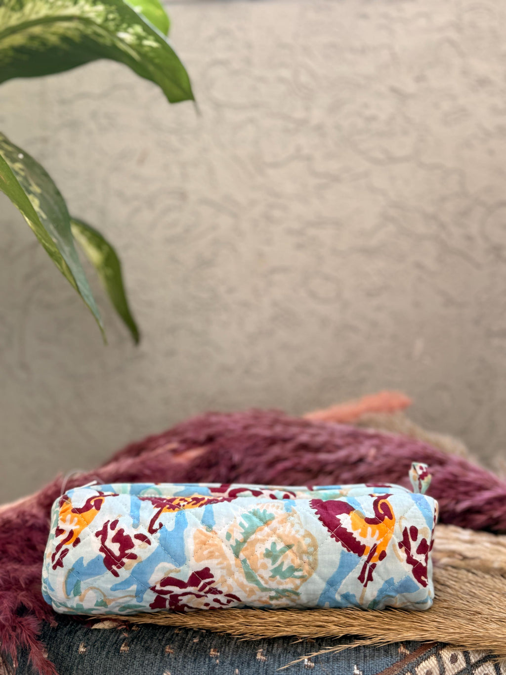 Hand Block Print Cotton Pencil Case, Handmade Zipper Pencil Bag, Stationery Pouch, Eco Friendly School Supplies Organizer