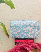 Hand Block Print Cotton Cosmetic Bag, Handmade Travel Pouch, Toiletry Organizer, Unique Handmade Gift