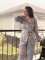 Hand Block Print Cotton Coord Set, Matching Top and Pants Outfit, Handmade Lounge Wear, Boho Summer Set