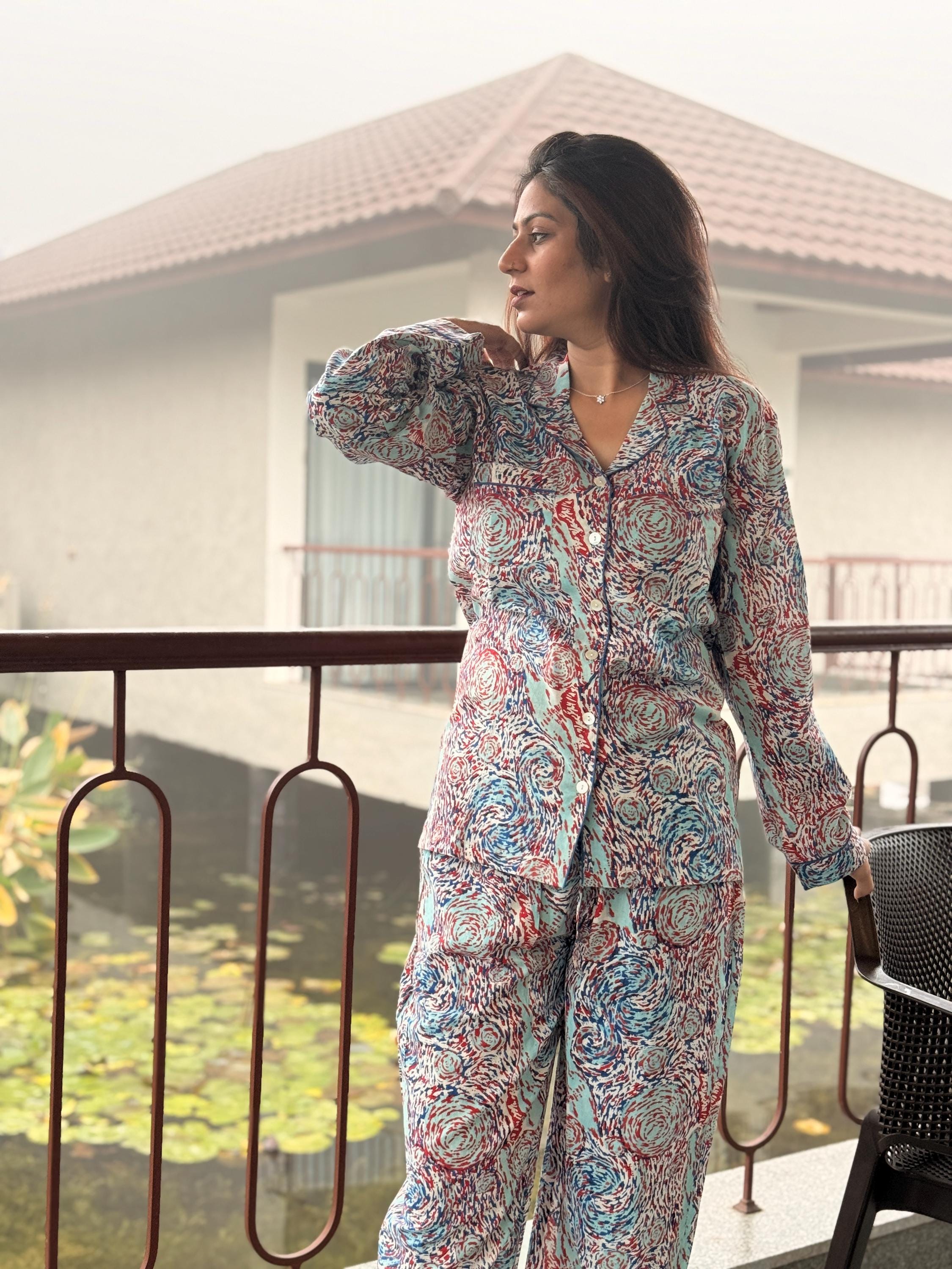 Hand Block Print Cotton Coord Set, Matching Top and Pants Outfit, Handmade Lounge Wear, Boho Summer Set