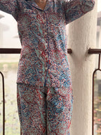 Hand Block Print Cotton Coord Set, Matching Top and Pants Outfit, Handmade Lounge Wear, Boho Summer Set