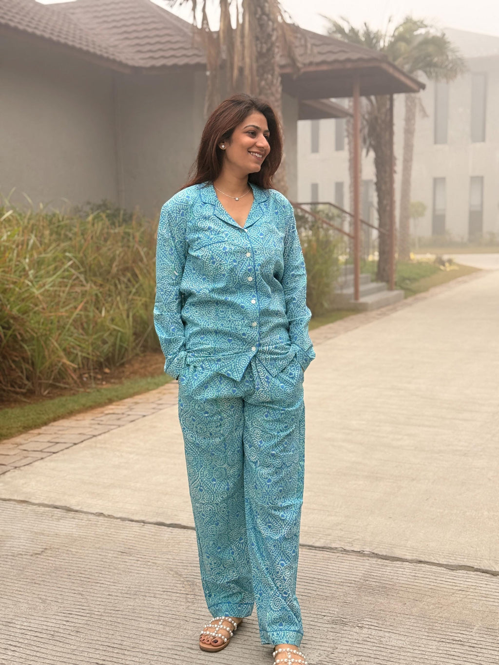Hand Block Print Cotton Coord Set, Matching Top and Pants Set, Handmade Loungewear Set, Comfortable Summer Outfit