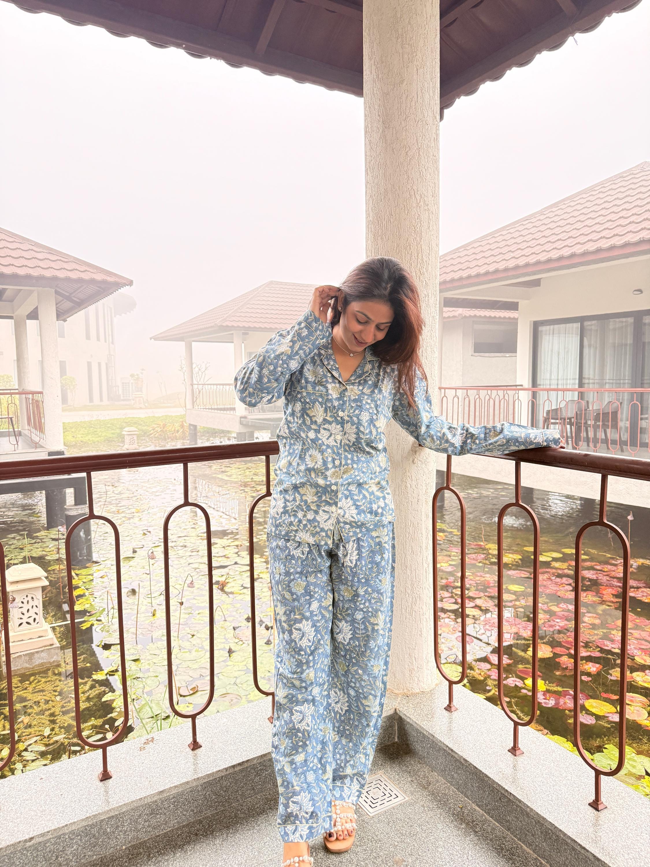 Hand Block Print Cotton Coord Set, Matching Top and Pants Set, Handmade Loungewear Set, Comfortable Summer Outfit