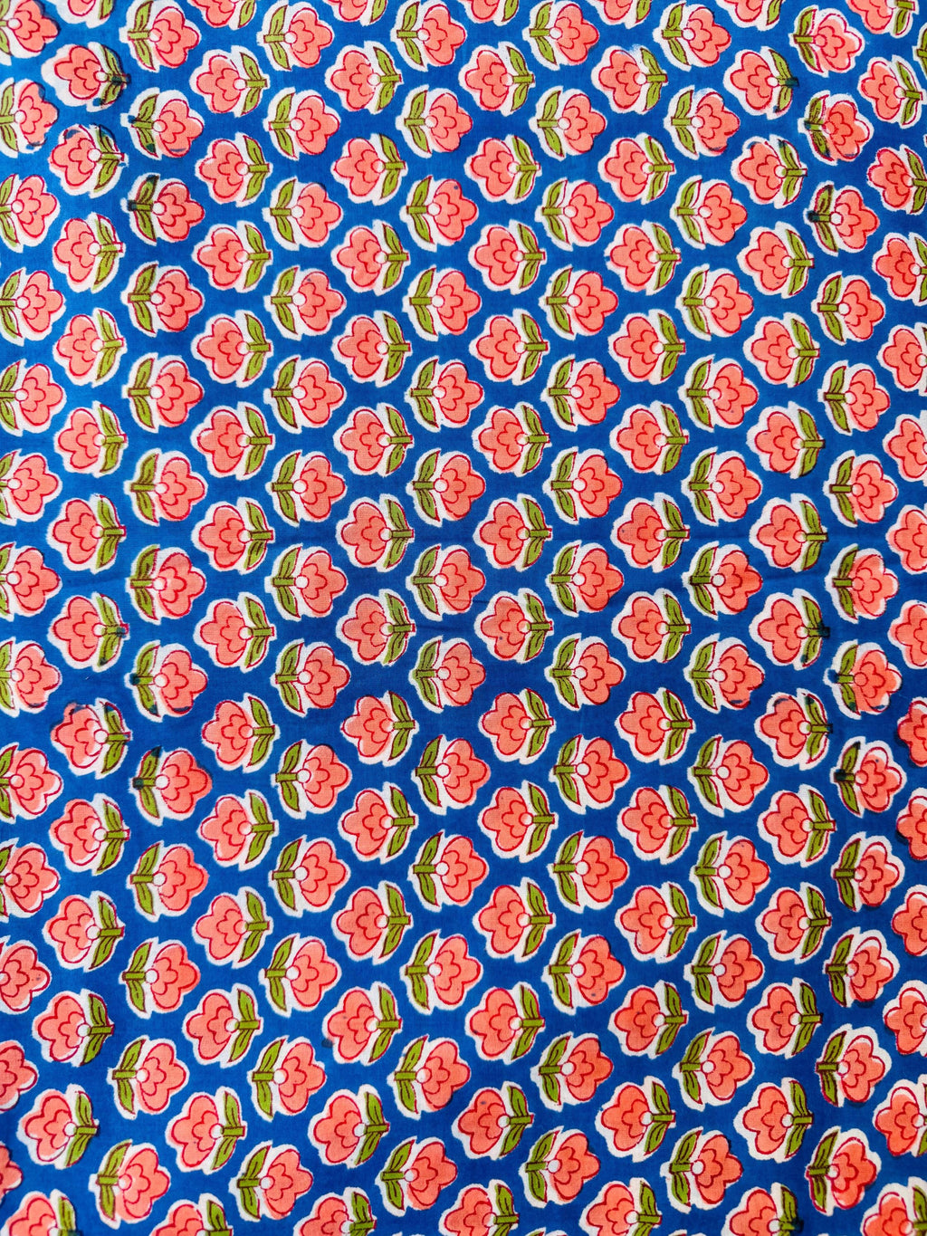Hand Block Print Cotton Running Fabric, Natural Dye Fabric by the Yard, Handmade Indian Textile, Sewing Craft Fabric