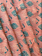 Hand Block Print Cotton Running Fabric, Natural Dye Fabric by the Yard, Handmade Indian Textile, Sewing Craft Fabric
