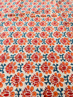 Hand Block Print Cotton Running Fabric, Natural Dye Fabric by the Yard, Handmade Indian Textile, Sewing Craft Fabric