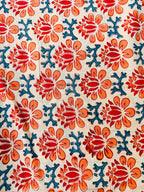 Hand Block Print Cotton Running Fabric, Natural Dye Fabric by the Yard, Handmade Indian Textile, Sewing Craft Fabric